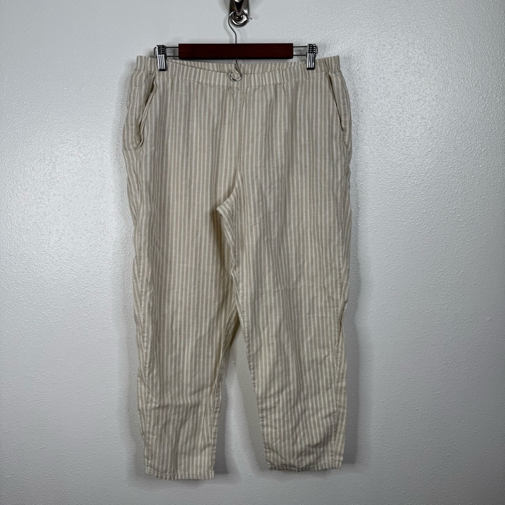 Eileen Fisher Striped Hemp Cotton‎ Blend Pants Size Medium